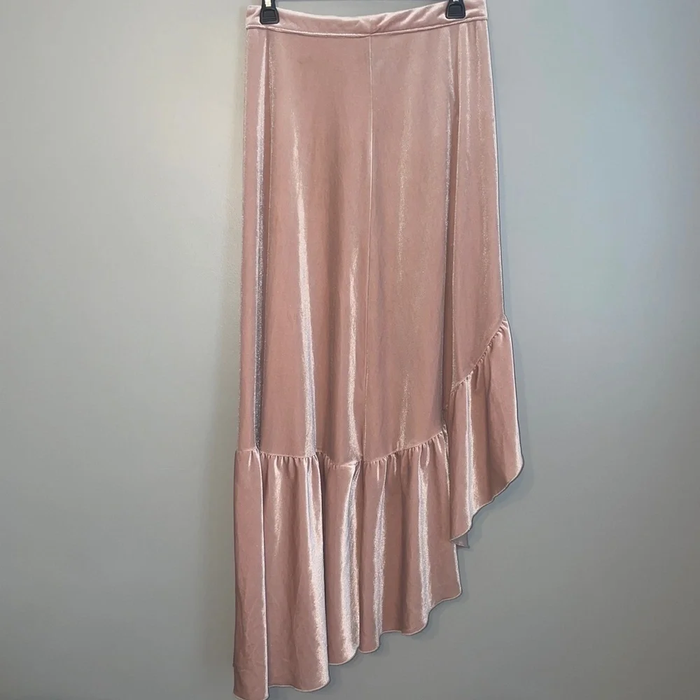 EUC Mia Joy by Joyfolie Blush Pink Velvet Ruffle Skirt Size Small - Picture 2 of 9